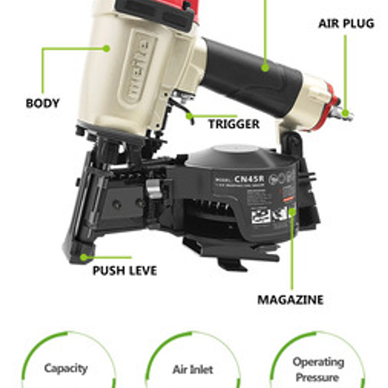 Clavadora Neumática Meite Cn45r Para Teja Asfáltica 4
