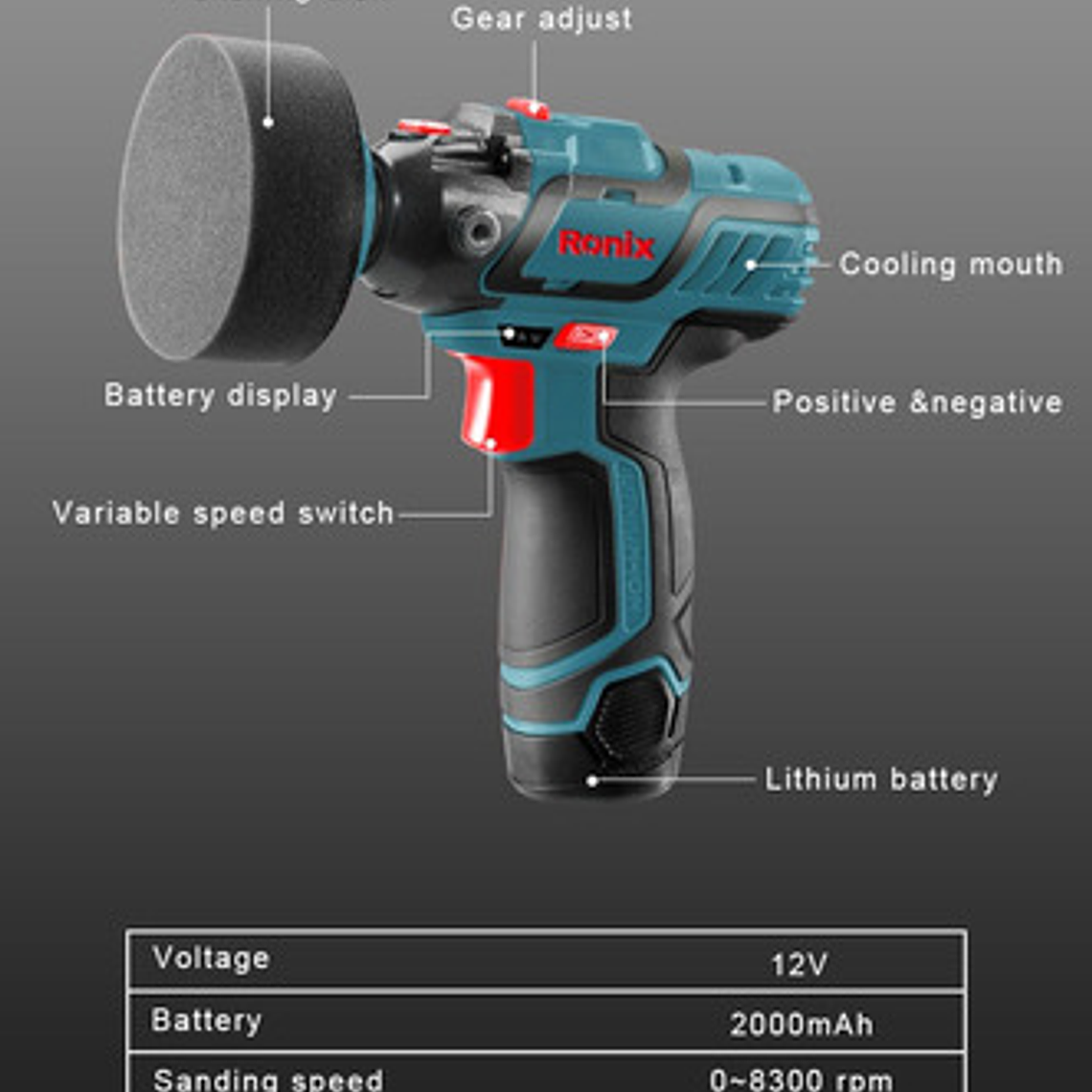 Pulidora Lijadora Auto 8304 Ronix Prof. 3  Veloc. Variable 2