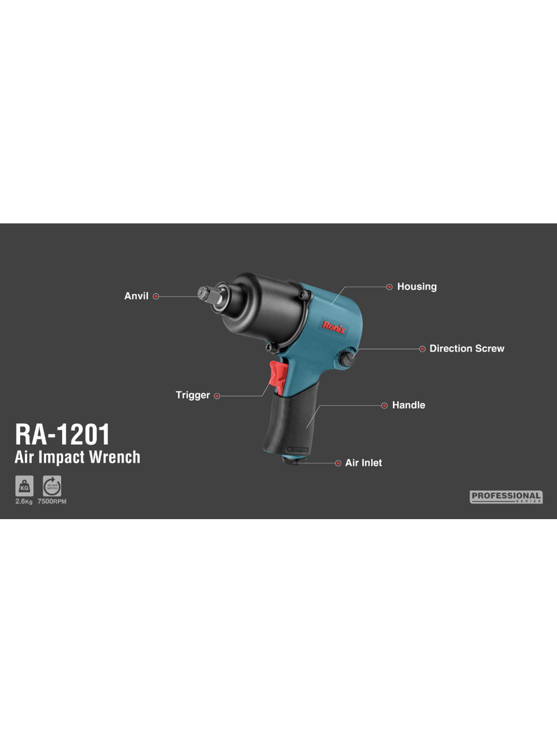 Llave Impacto Ronix RA-1201 900Nm 4