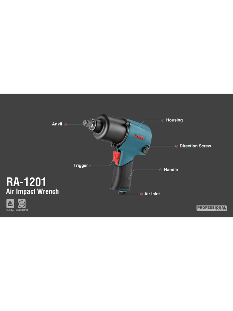 Llave Impacto Ronix RA-1201 900Nm 4