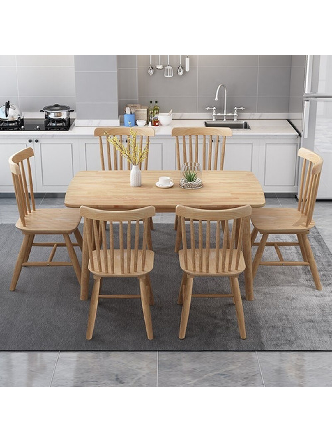 Mesa Con 2 Sillas Windsor Madera Original 120x70 3