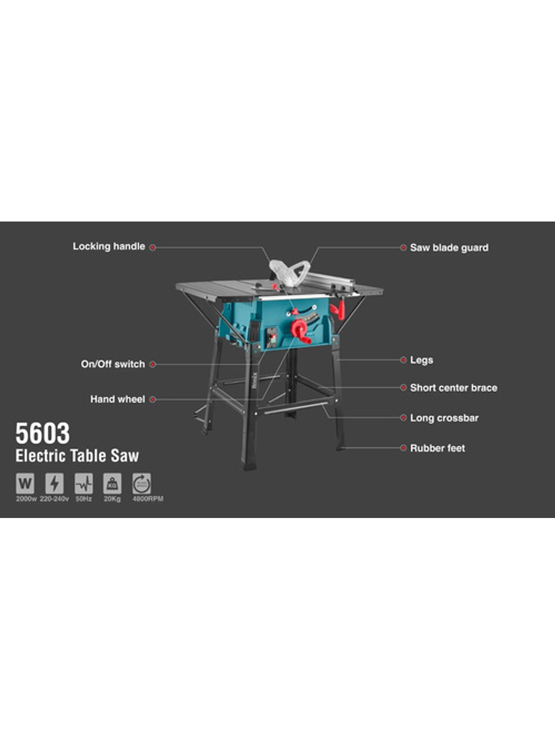 Sierra De Banco Ronix 5603 2000w Mesa Acero 2