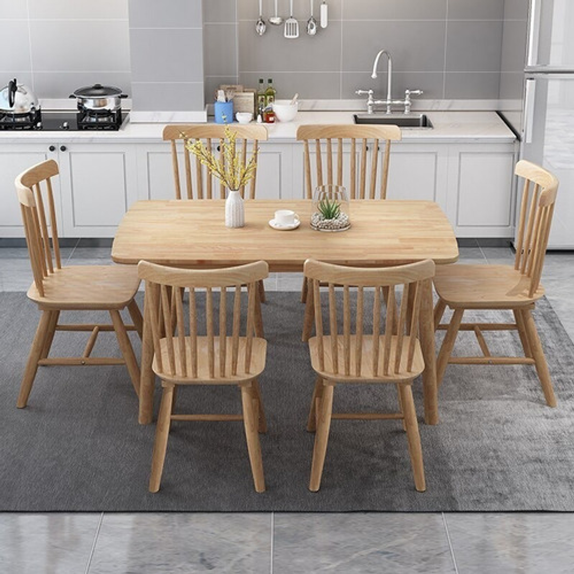 Mesa Con 6 Sillas Windsor Madera Original 120x70 2