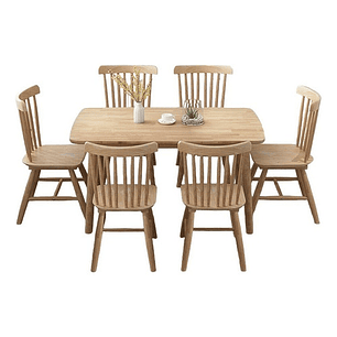 Mesa Con 6 Sillas Windsor Madera Original 150x80
