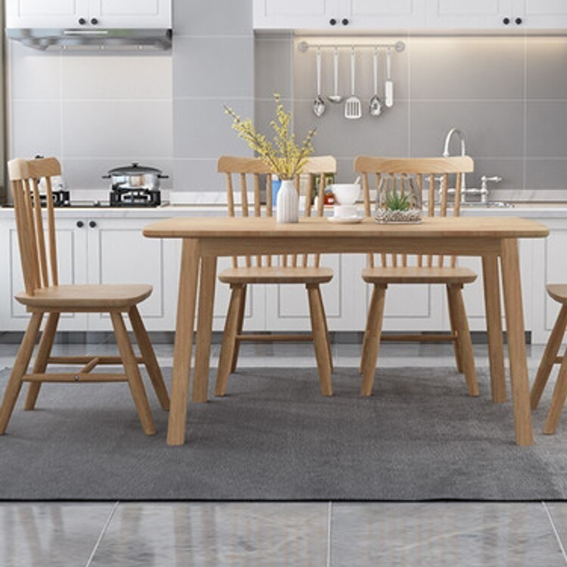 Mesa Con 6 Sillas Windsor Madera Original 150x80 3