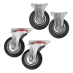 Rueda Carro 6puLG. O 150mm. Set 4 Unid 150kg C/u Caucho