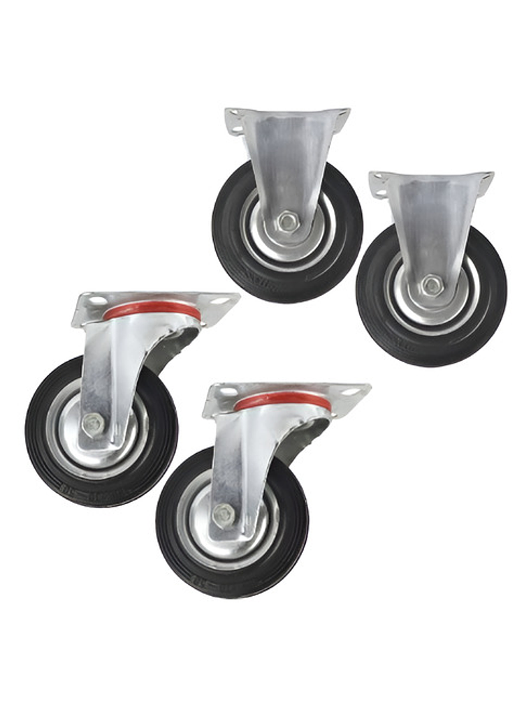 Rueda Carro 6puLG. O 150mm. Set 4 Unid 150kg C/u Caucho 1