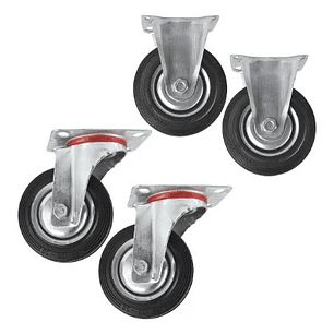 Rueda Carro 8puLG. O 200mm. Set 4 Unid 150kg C/u 2304 Caucho