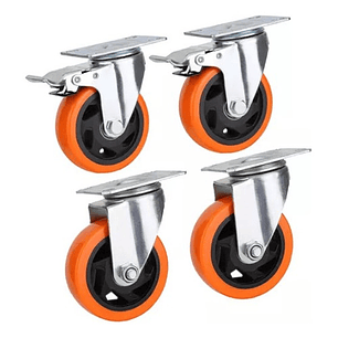 Rueda Carro 4puLG O 100mm. Set 4 Unid 100kg C/u 2304 Pvc.