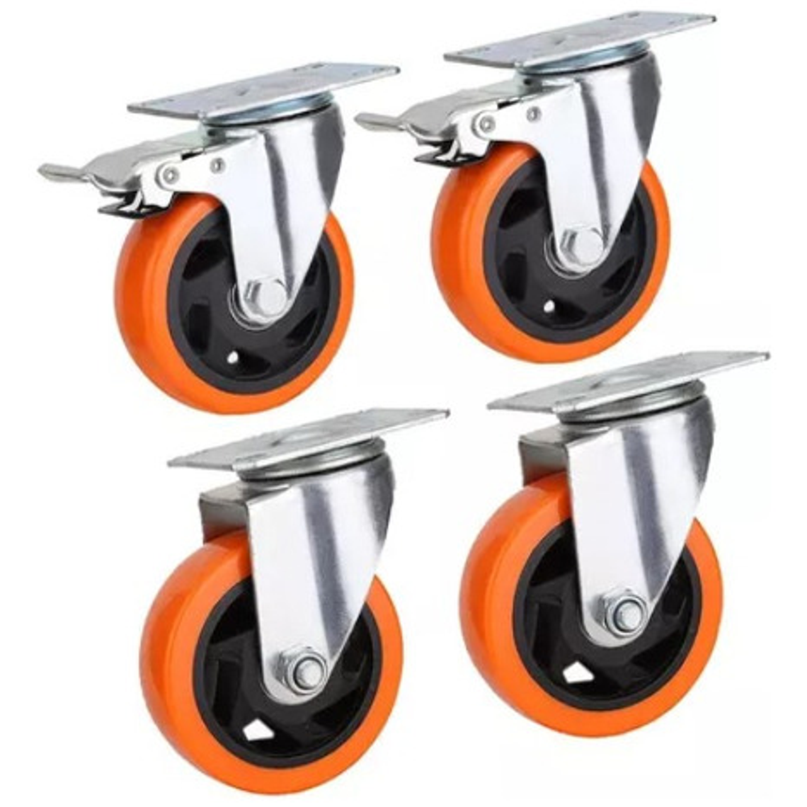 Rueda Carro 4puLG O 100mm. Set 4 Unid 100kg C/u 2304 Pvc. 1