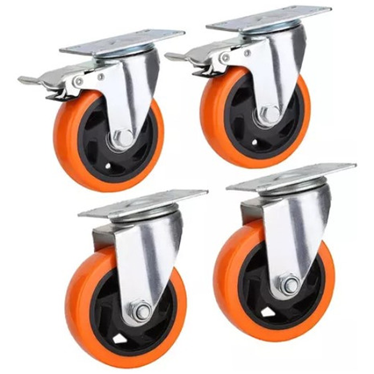 Rueda Carro 4puLG O 100mm. Set 4 Unid 100kg C/u 2304 Pvc. 1