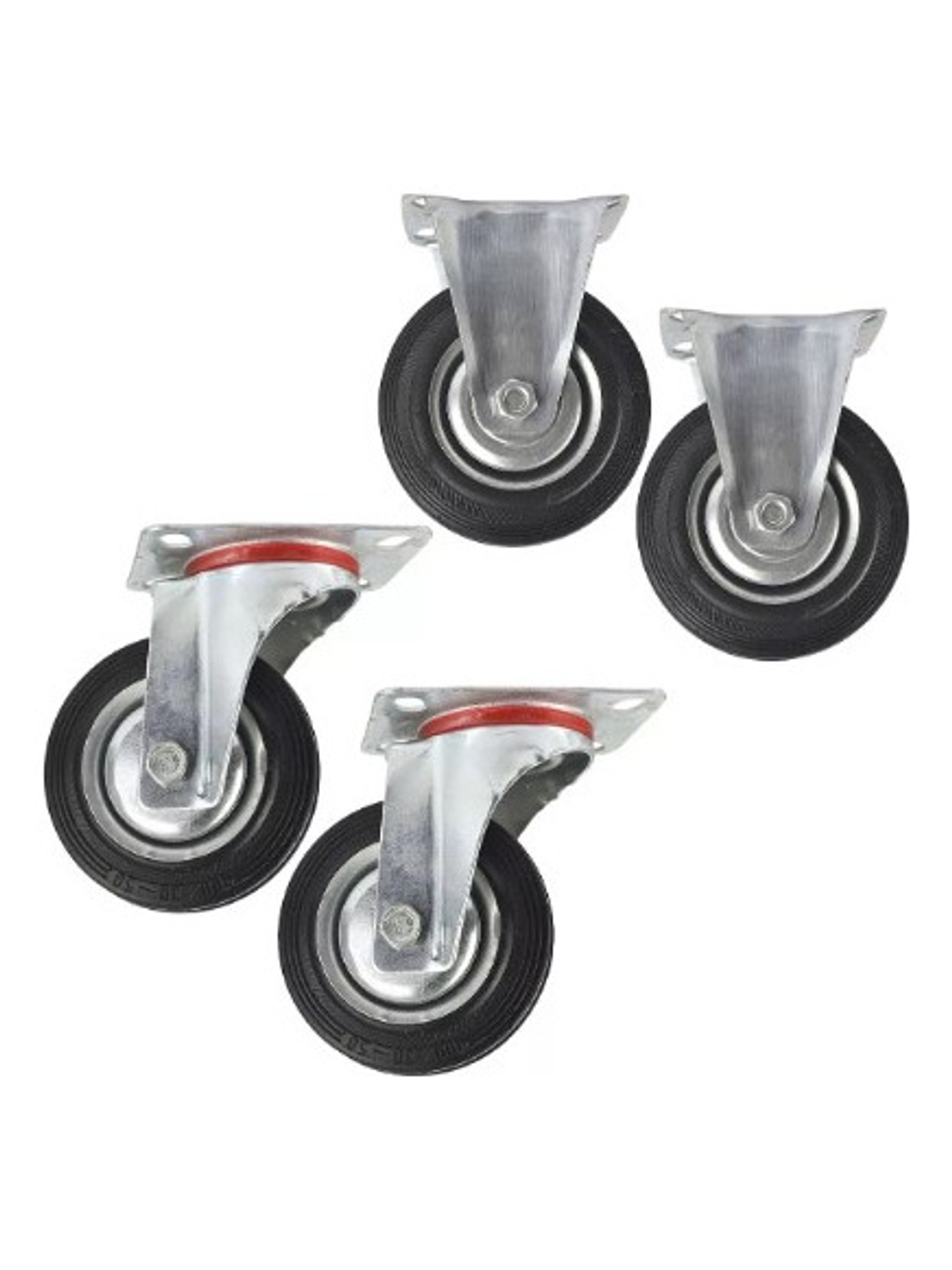 Rueda Carro 3puLG O 75mm. Set 4 Unid 100kg C/u 2304 Caucho. 1