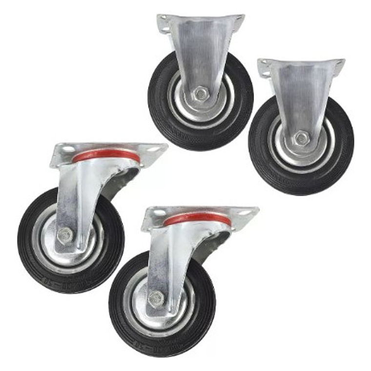 Rueda Carro 3puLG O 75mm. Set 4 Unid 100kg C/u 2304 Caucho. 1