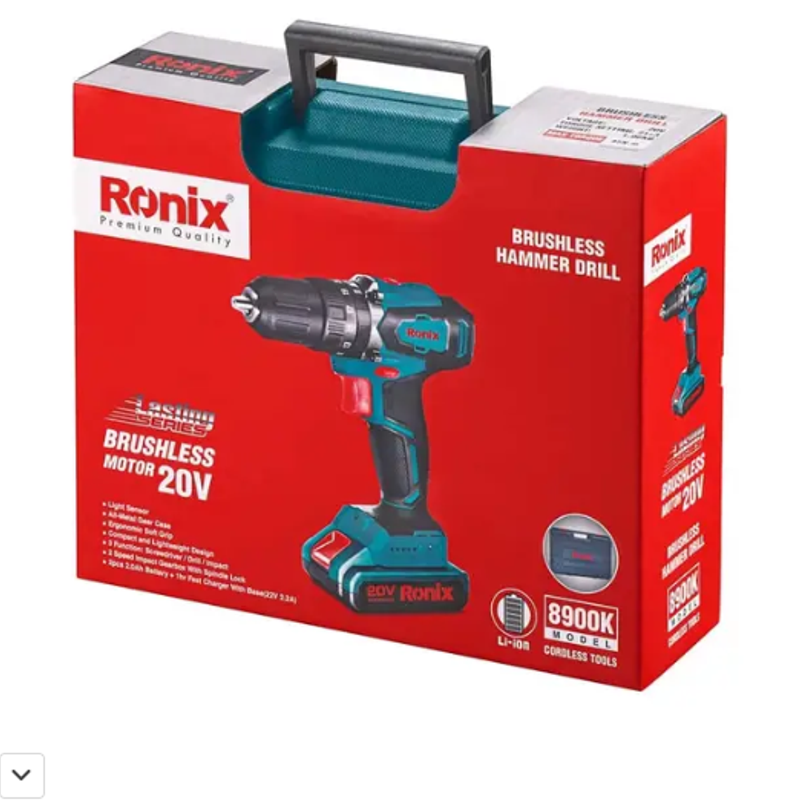 Taladro/ator. 13mm  Inalámbrico Ronix8900k  2 Baterías 45nm 6