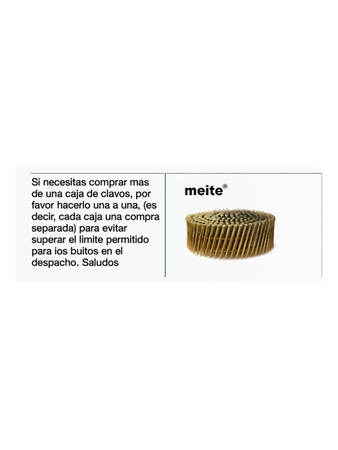 Clavos Bobina 2,1 X 30mm (11/4 Pulgadas) 16000 Unidades 2