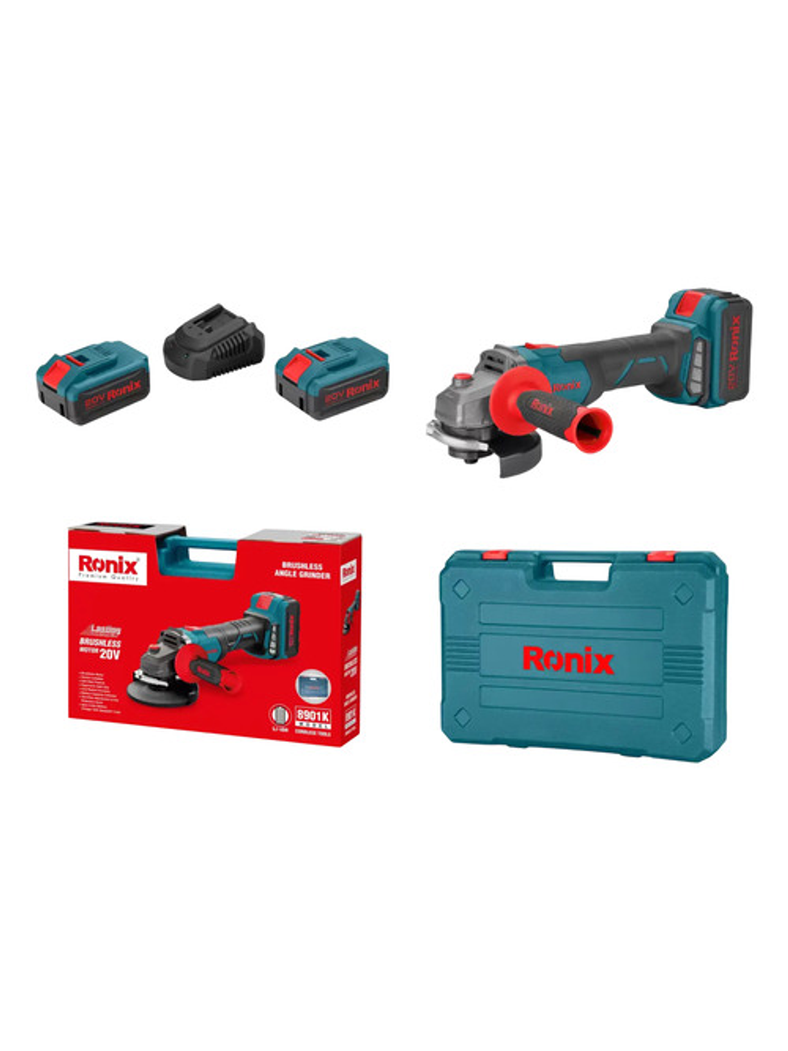 Esmeril Angular Inalambrico Ronix 8901k S/carbones +2 Bat 4a 1