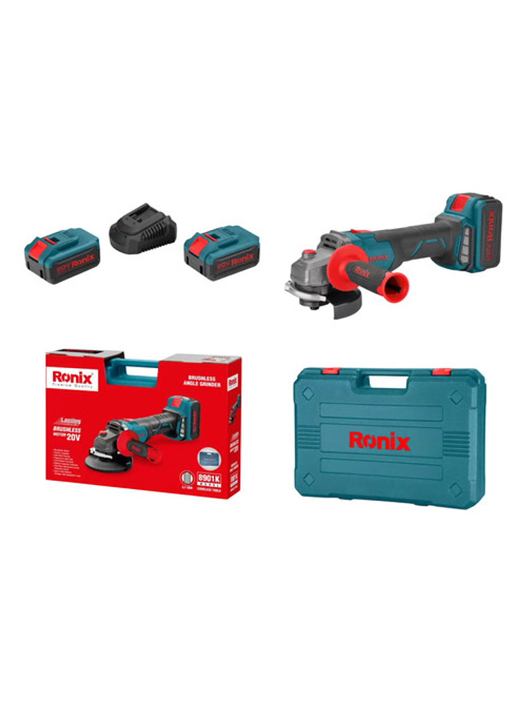 Esmeril Angular Inalambrico Ronix 8901k S/carbones +2 Bat 4a 1