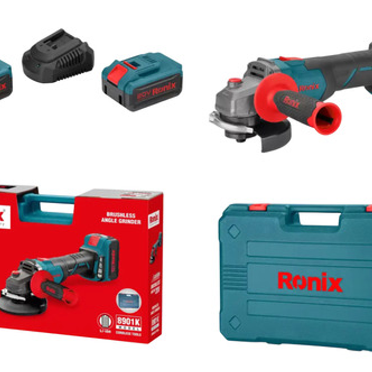 Esmeril Angular Inalambrico Ronix 8901k S/carbones +2 Bat 4a 1