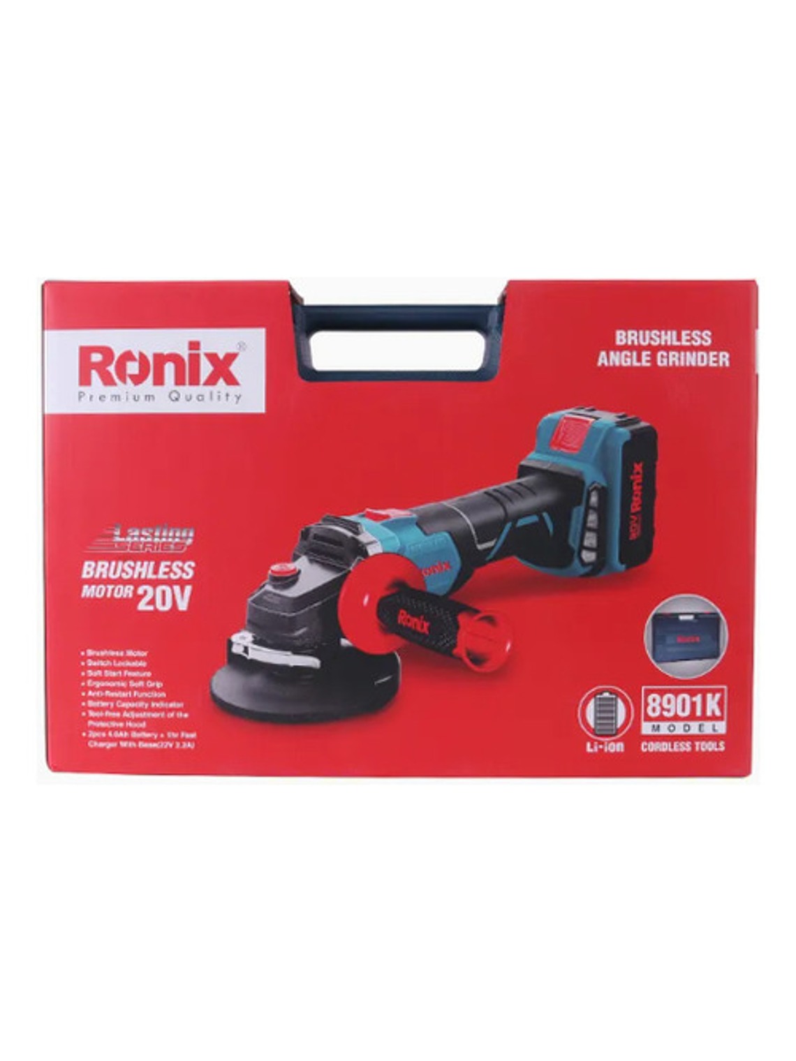 Esmeril Angular Inalambrico Ronix 8901k S/carbones +2 Bat 4a 5