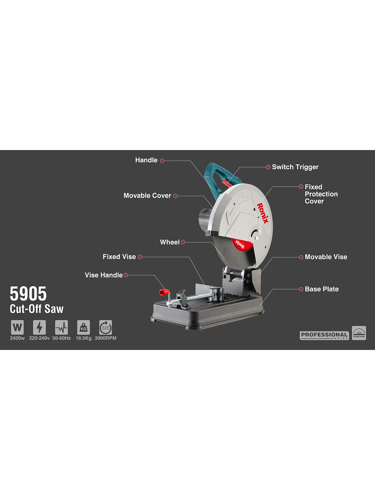 Tronzadora Ronix5905  2400w Profesional 14 Pulgadas 5