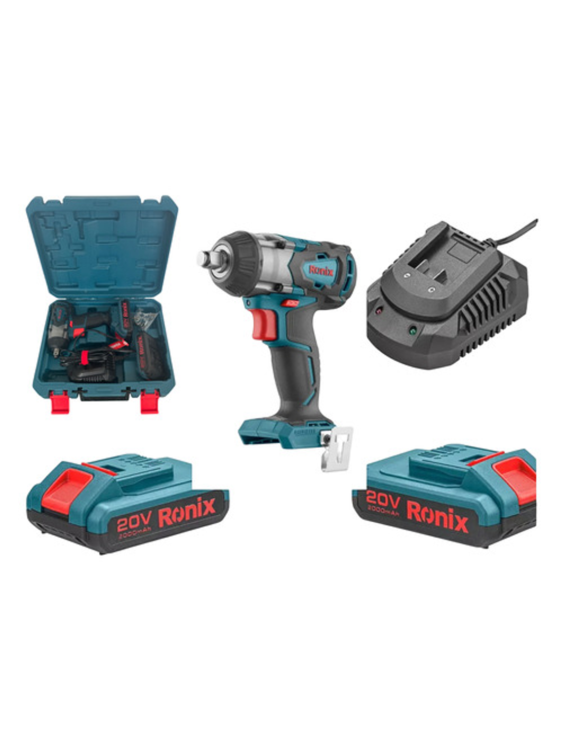 Pistola Llave Impacto Ronix 8907k + 2 Bat + Maletín + Cargad 1