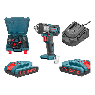 Pistola Llave Impacto Ronix 8907k + 2 Bat + Maletín + Cargad