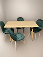 Comedor 4 Sillas Capitoné Verde + Mesa Nordic Madera 120x70 - Miniatura 1