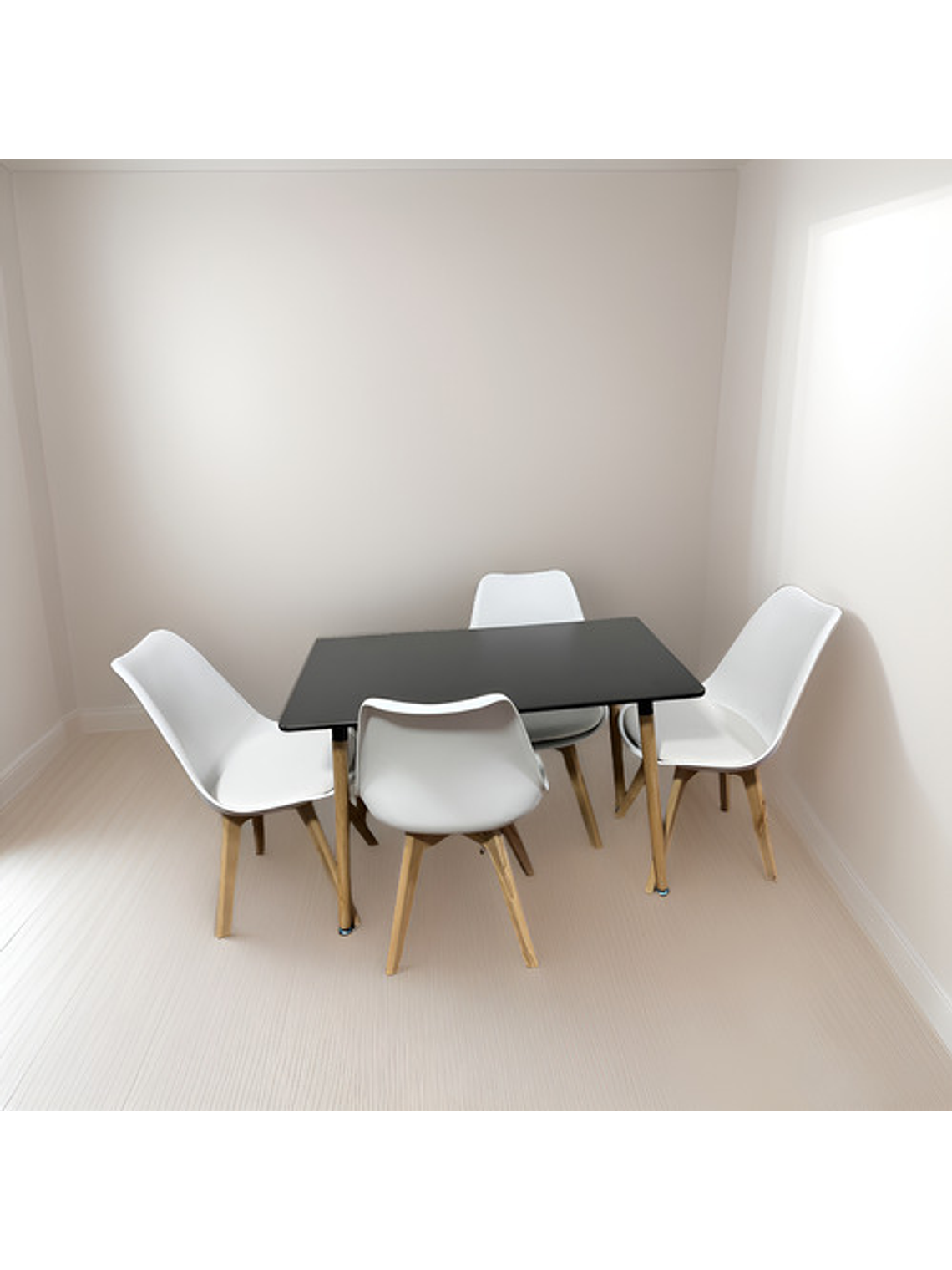 Comedor 4 Sillas Tulipa Blanca + Mesa Nordic Negra 100x60 1