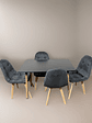 Comedor 4 Sillas Capitone Felpa Gris + Mesa Nordic Negra 100x60 - Miniatura 1