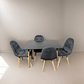 Comedor 4 Sillas Capitone Felpa Gris + Mesa Nordic Negra 100x60 - Miniatura 1