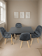 Comedor 4 Sillas Capitone Felpa Gris + Mesa Nordic Negra 100x60 - Miniatura 2