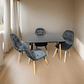 Comedor 4 Sillas Capitone Felpa Gris + Mesa Nordic Negra 100x60 - Miniatura 3