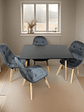 Comedor 4 Sillas Capitone Verde + Mesa Nordic Negra  100x60 - Miniatura 2
