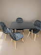 Comedor 4 Sillas Capitone Verde + Mesa Nordic Negra  100x60 - Miniatura 3