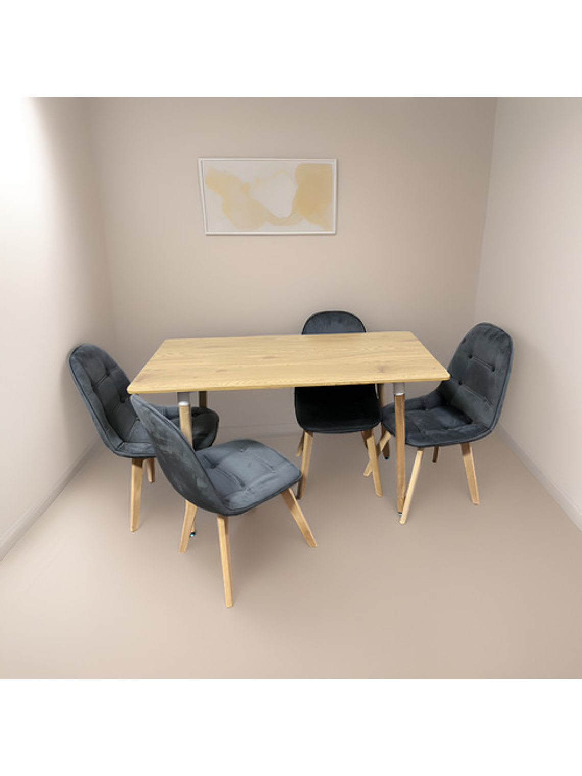 Comedor Con 4 Sillas Capitone Gris + Mesa Nordic 120x60 1