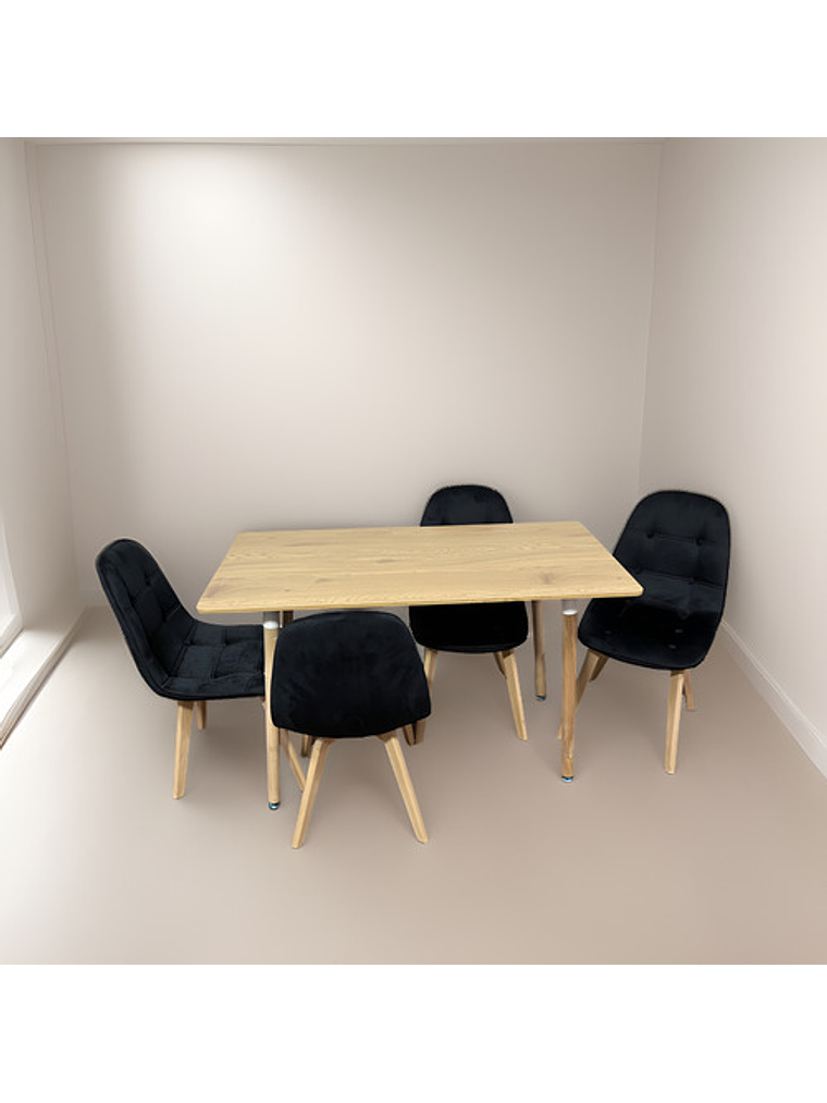 Comedor Con 4 Sillas Capitone Gris + Mesa Nordic 120x60 2