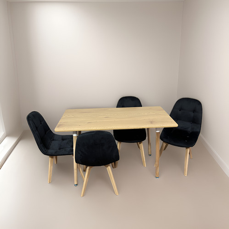 Comedor Con 4 Sillas Capitone Gris + Mesa Nordic 120x60 2