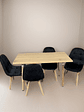 Comedor Con 4 Sillas Capitone Negra + Mesa Nordic 120x60 - Miniatura 1