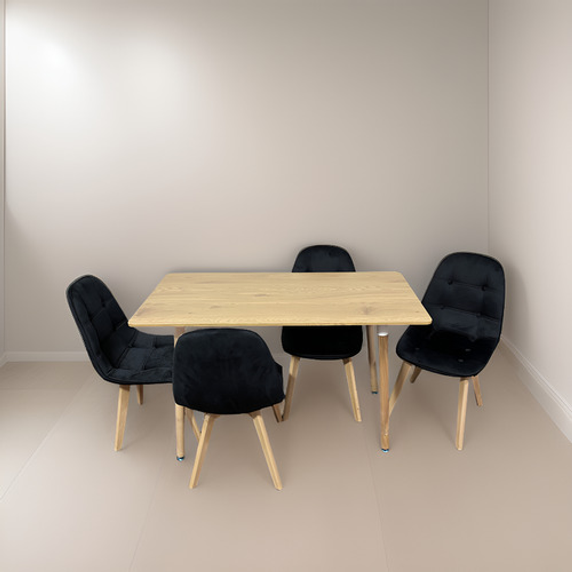 Comedor Con 4 Sillas Capitone Negra + Mesa Nordic 120x60 3