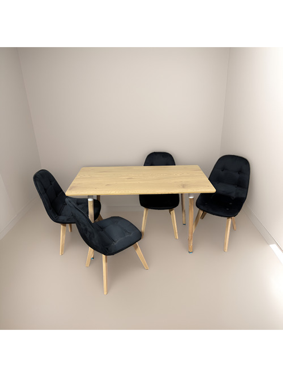 Comedor Con 4 Sillas Capitone Negra + Mesa Nordic 120x60 4