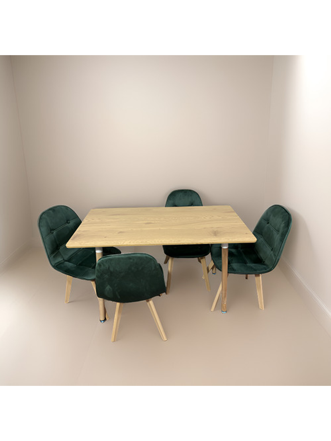 Comedor Con 4 Sillas Capitone Verde + Mesa Nordic 120x60 4