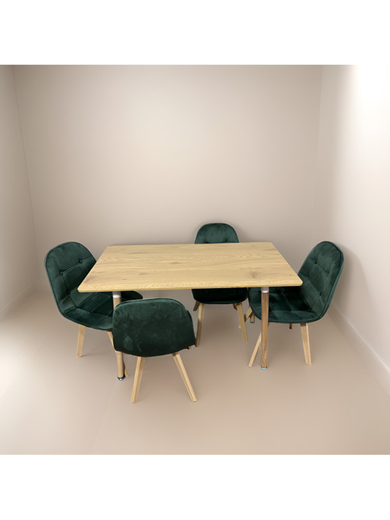 Comedor Con 4 Sillas Capitone Verde + Mesa Nordic 120x60 4