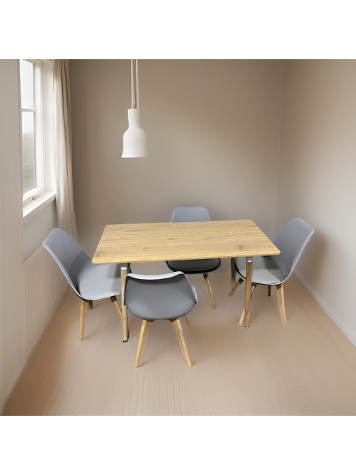 Comedor Con 4 Sillas Tulipa Gris  + Mesa Nordic 120x60 1