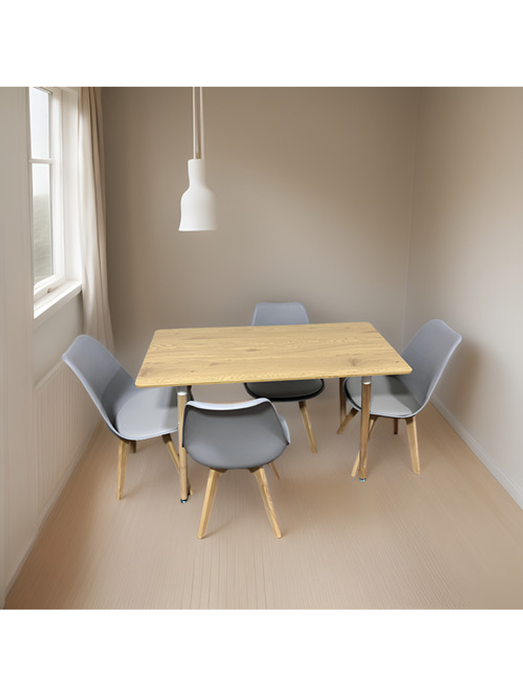 Comedor Con 4 Sillas Tulipa Gris  + Mesa Nordic 120x60 1