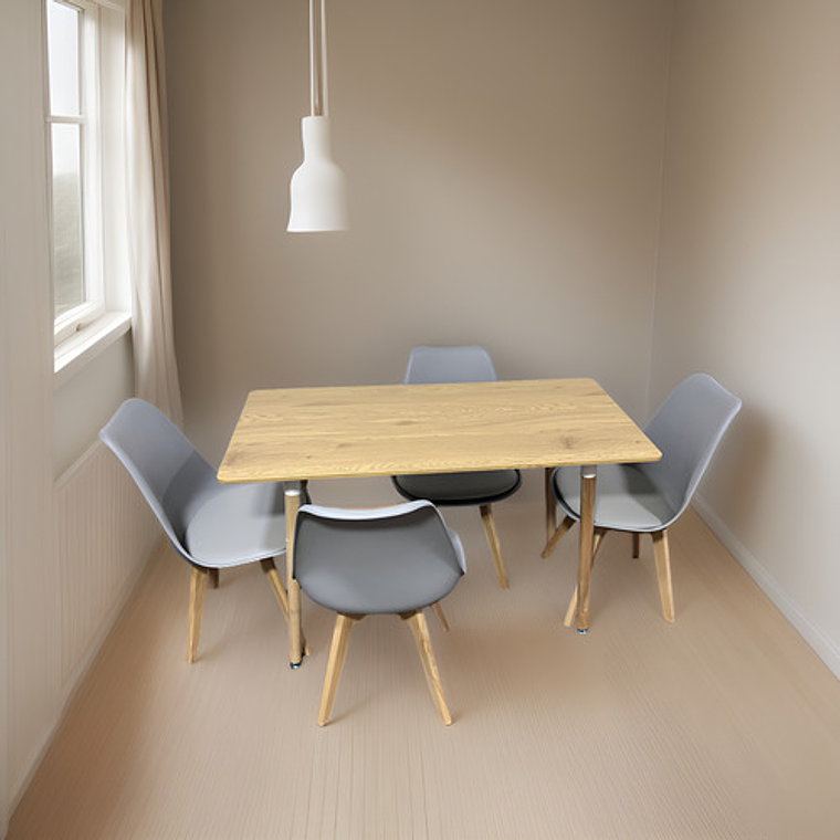 Comedor Con 4 Sillas Tulipa Gris  + Mesa Nordic 120x60 1