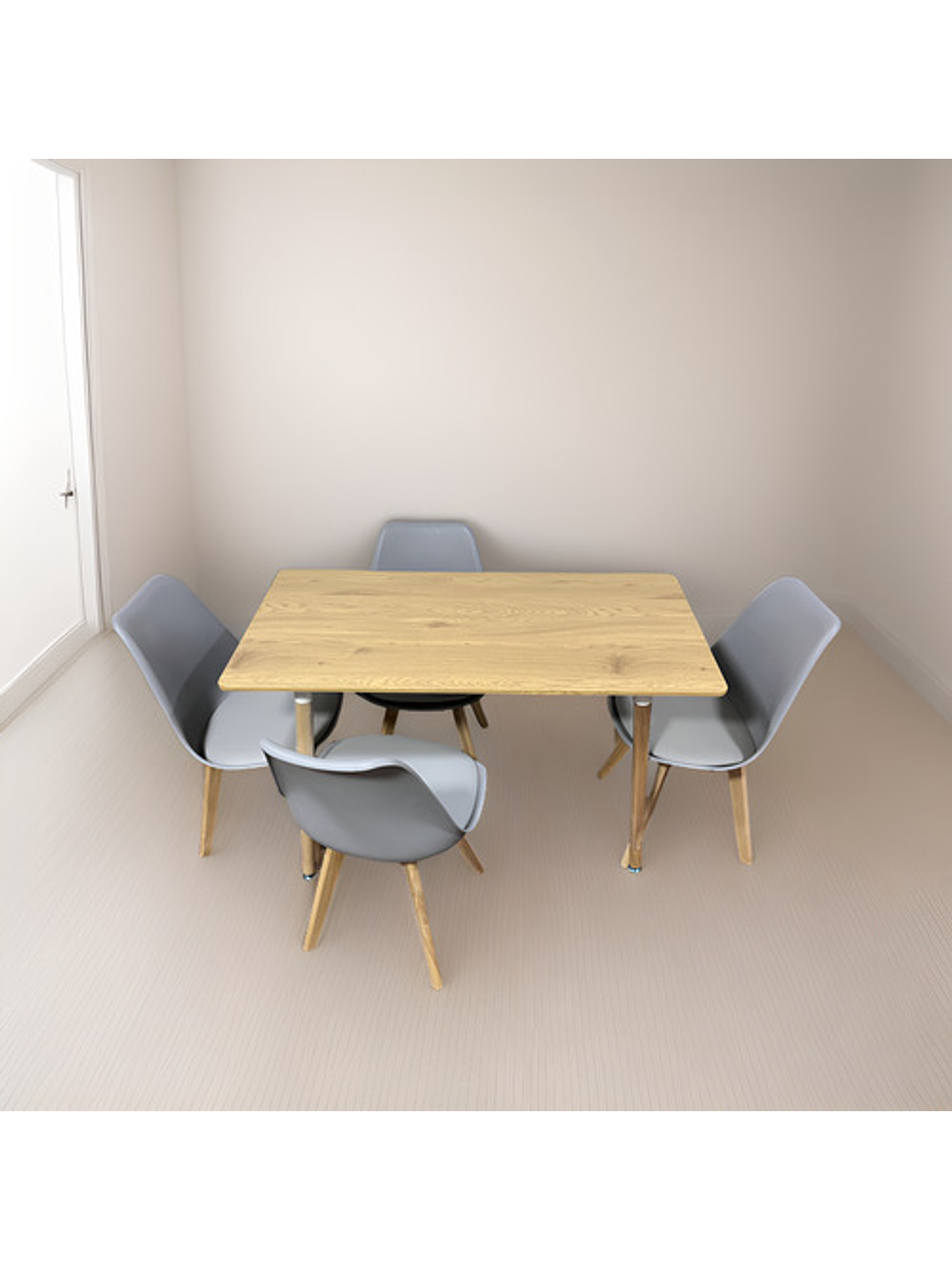 Comedor Con 4 Sillas Tulipa Gris  + Mesa Nordic 120x60 2