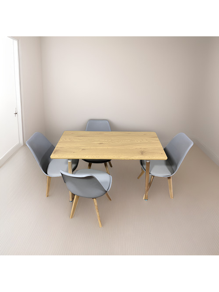 Comedor Con 4 Sillas Tulipa Gris  + Mesa Nordic 120x60 2