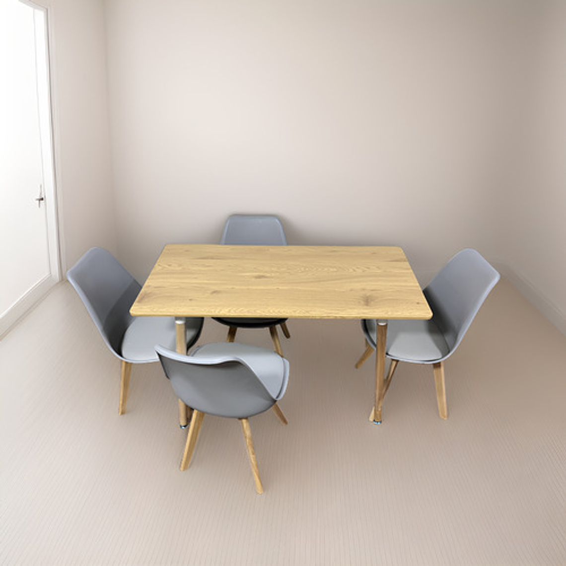 Comedor Con 4 Sillas Tulipa Gris  + Mesa Nordic 120x60 2