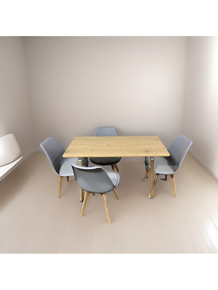 Comedor Con 4 Sillas Tulipa Gris  + Mesa Nordic 120x60 3