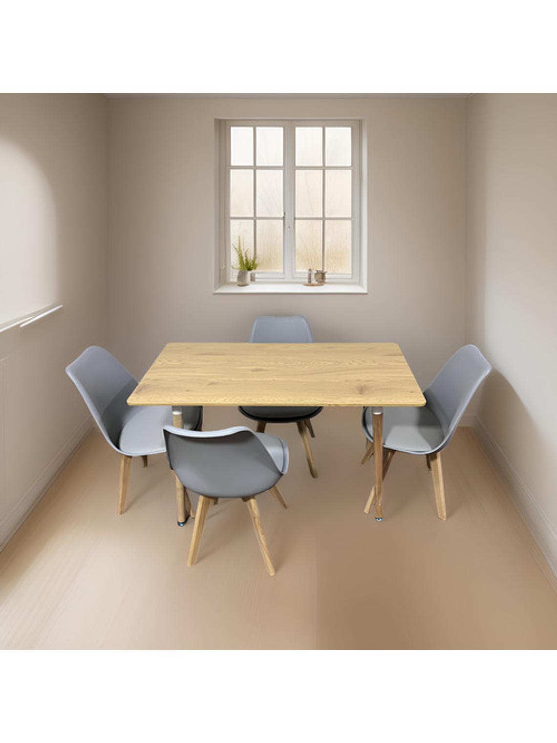 Comedor Con 4 Sillas Tulipa Gris  + Mesa Nordic 120x60 4